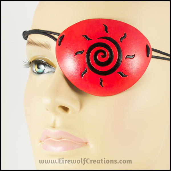 See-through Heart Red Leather Pirate Eye Patch handmade masquerade lar -  Eirewolf Creations