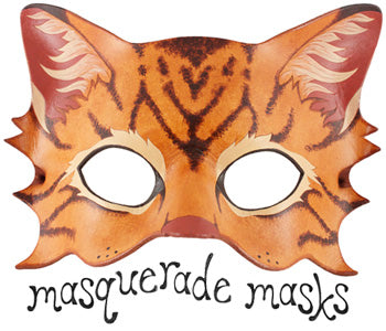 Masquerade Masks - picture of brown tabby cat handmade leather mask