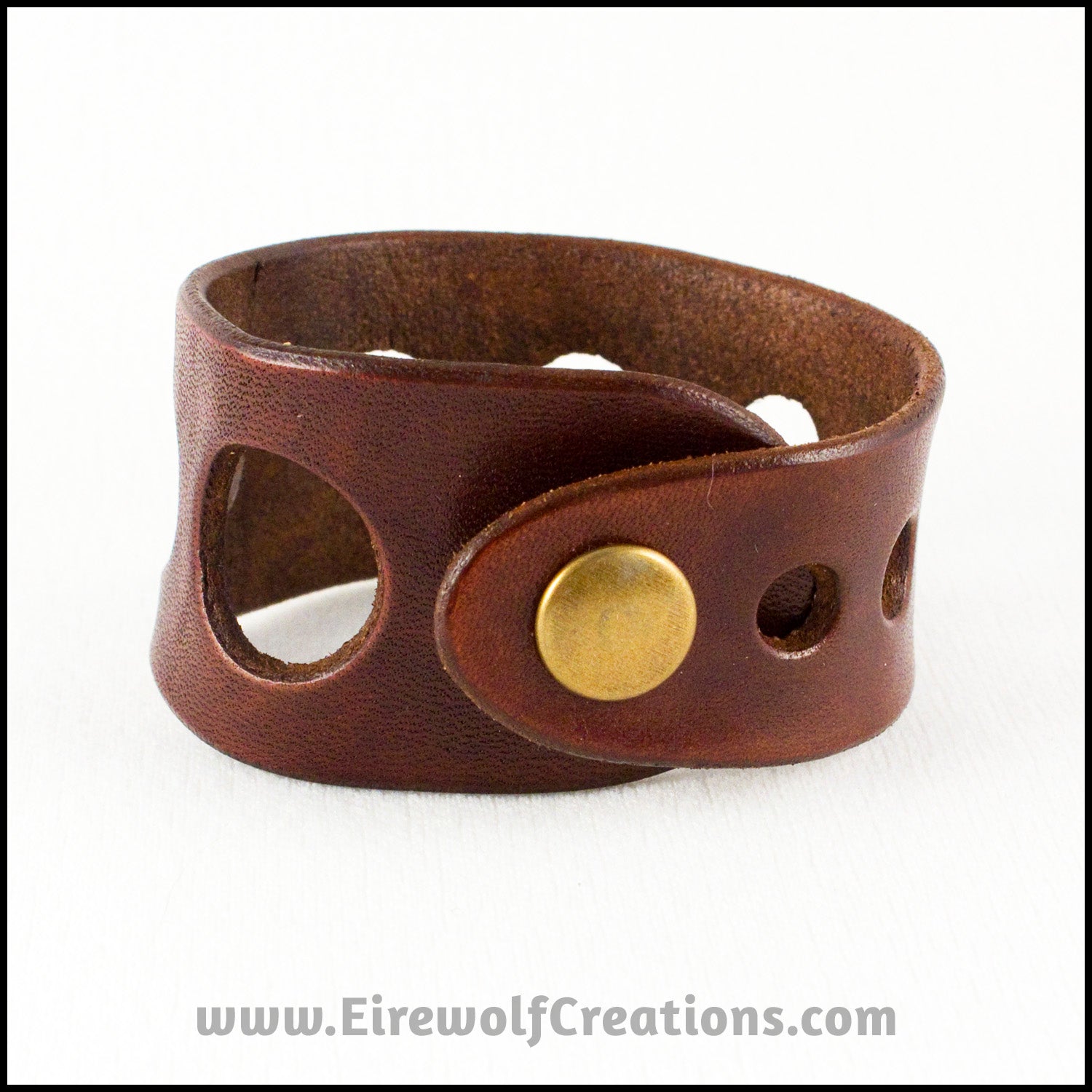 Leather bracelet with Industrial Graduated Holes, handmade, black red or brown, size 7 or 8