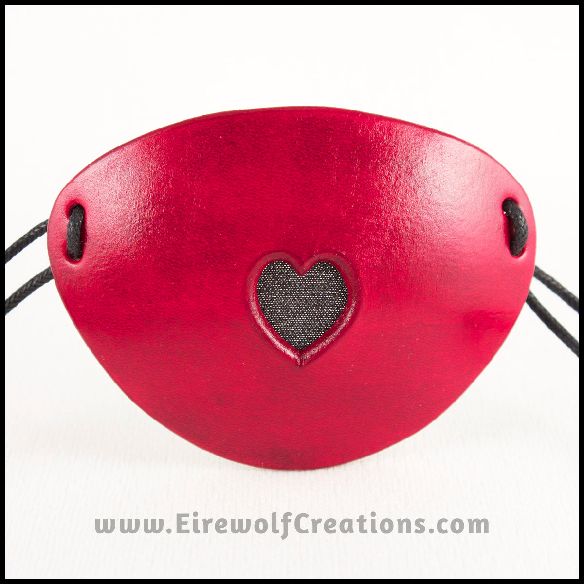 See-through Heart Red Leather Pirate Eye Patch handmade masquerade