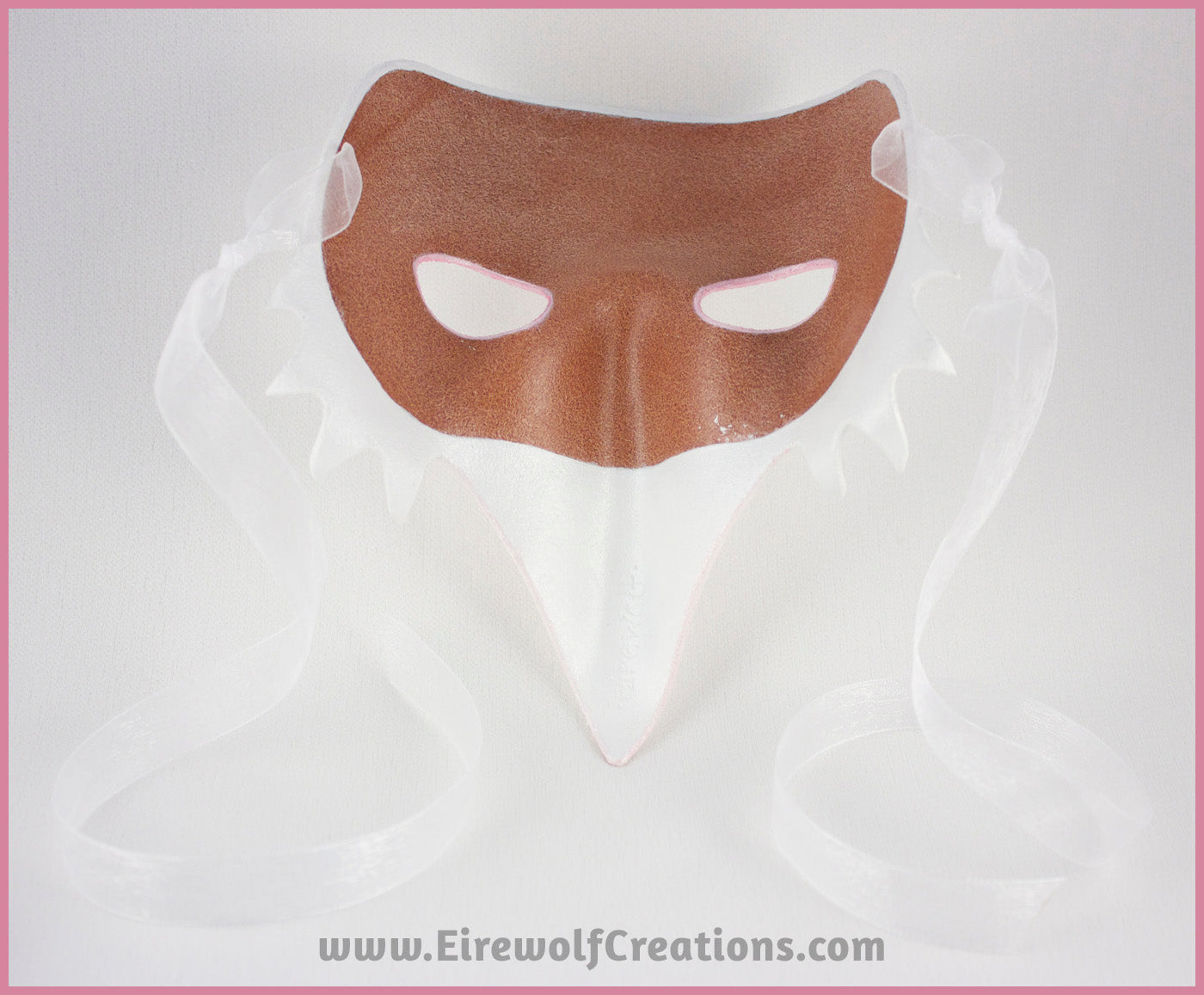 Albino Raven handmade leather mask White Crow masquerade costume larp bird Halloween Carnival Mardi Gras