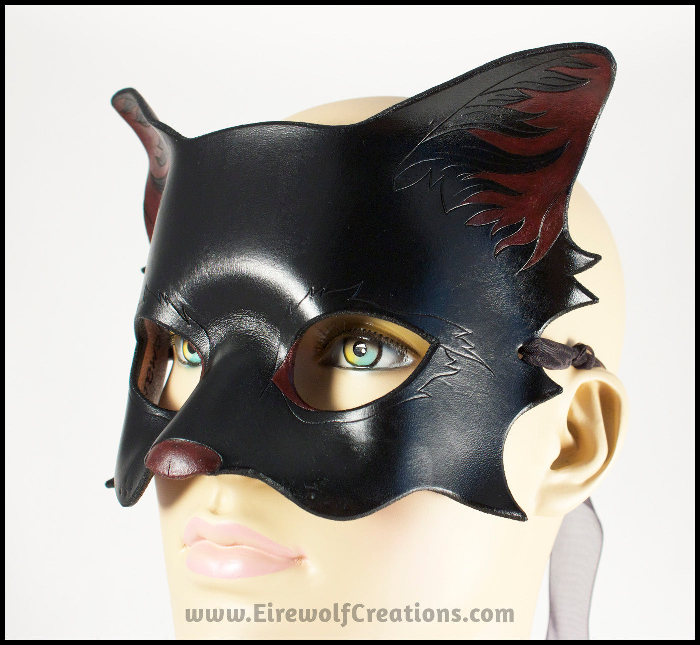 White and Black Cat Face Mask Mardi Gras Masquerade Ball