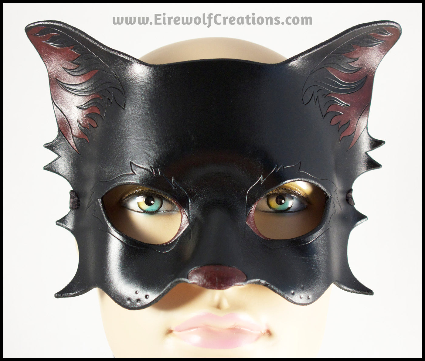 Lioness mask, handmade leather lion wild cat mask for Halloween