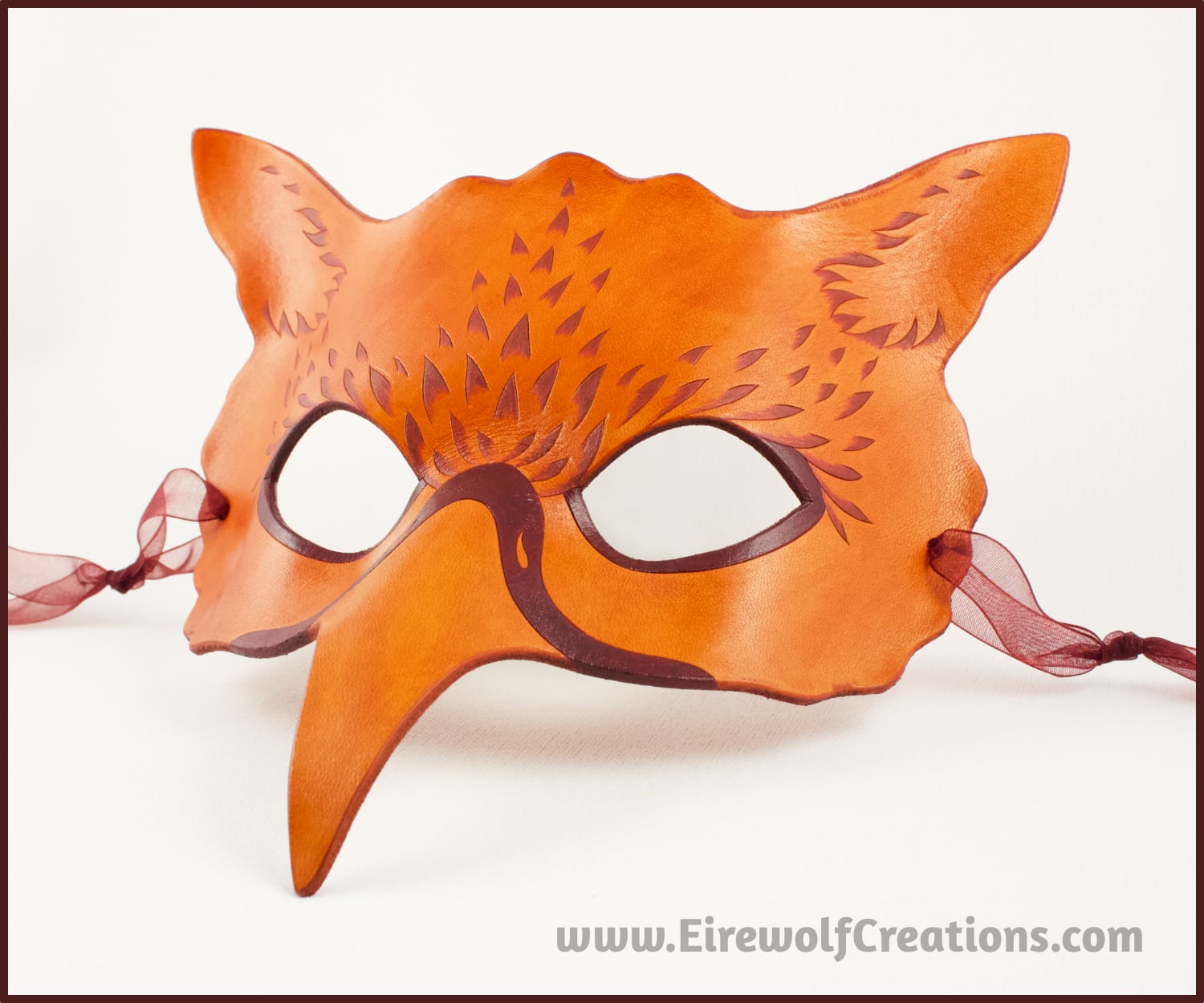 Ginger Gryphon mask, handmade leather masquerade costume larp Halloween Mardi Gras griffin griffon hippogriff